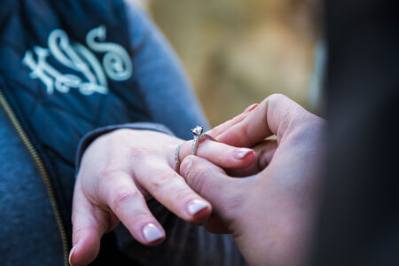 Engagement Ring at a Surprise Proposal session at the Trevi Fountain