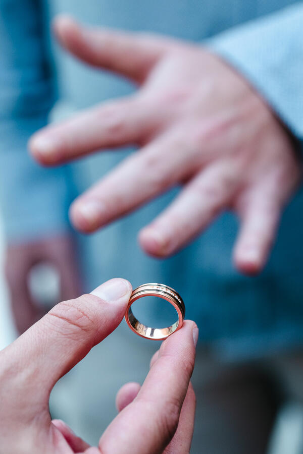 Close-up image of a beautiful engagement during a surprise proposal photo session in Rome