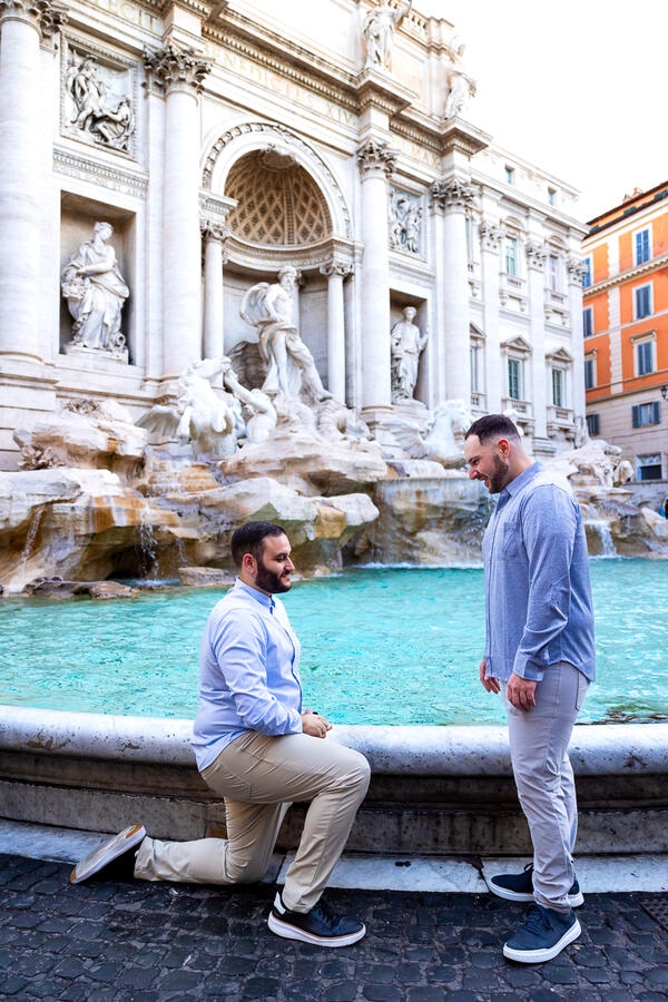 Gay surprise wedding proposal by the Trevi Fountain in Rome