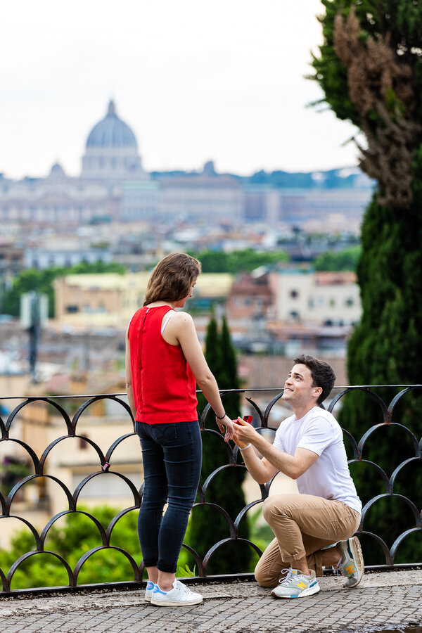 Surprise wedding proposal in Rome on the Terrazza Belvedere