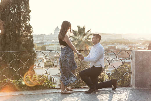 Surprise Proposal on the Terrazza Belvedere at sunset in Rome with Anna and Drew