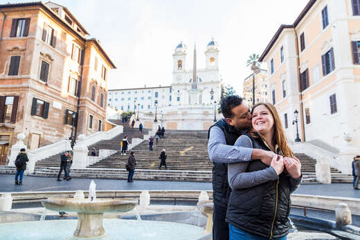 An early Surprise Proposal Photo shoot at Trevi Fountain