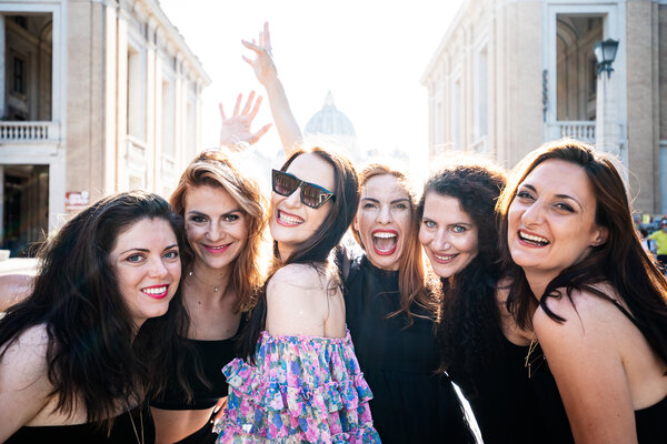 Bachelorette Party girls celebrating in Via della Conciliazione