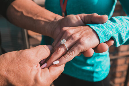 Detail of the ring during a surprise proposal photo session in Rome