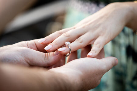 Couple proposing at the Pincio Garden Rome