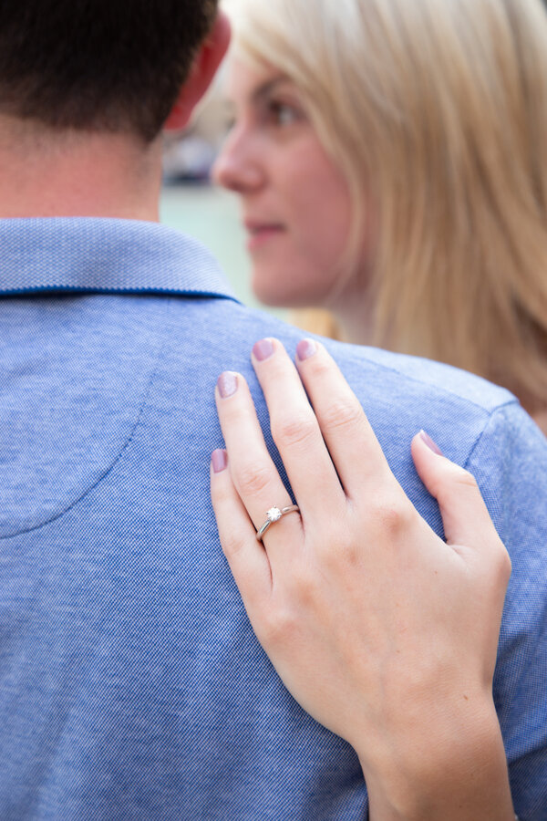 Detail of the ring during a proposal photo session in Rome