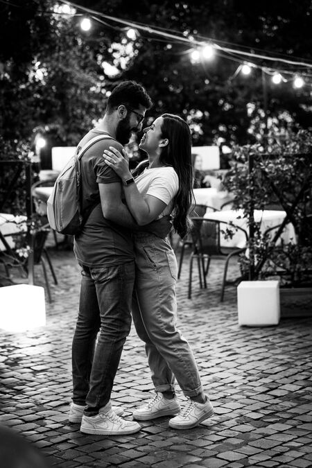 Newly-engaged couple during their proposal photo session in Rome