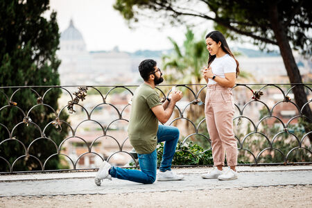 Marriage Proposal at the Terrazza Belvedere at the Pincio Gardens