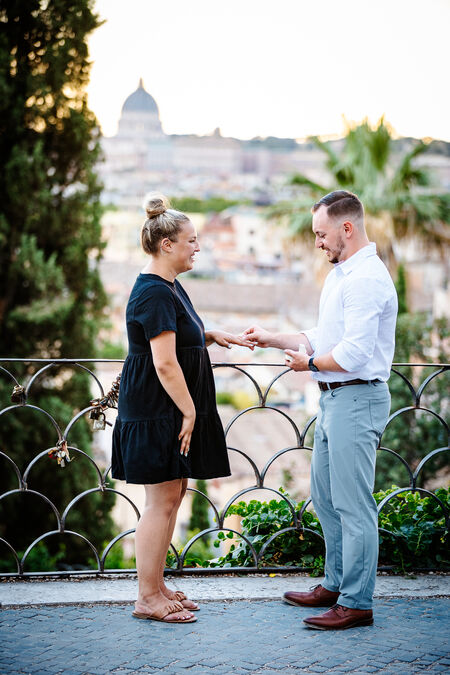 Surprise wedding proposal on the Terrazza Belvedere in Rome