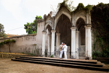 Romantic wedding proposal in Rome at the secret gothic temple