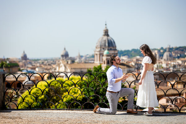 Surprise Wedding proposal in Rome at the Terrazza Belvedere