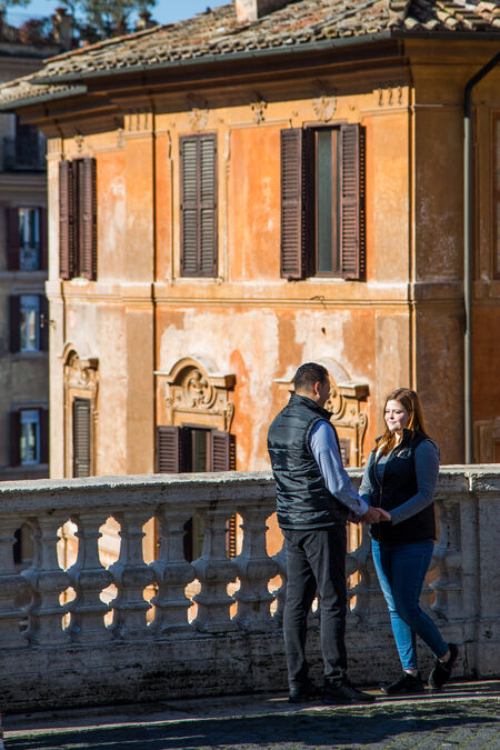 Couple holding hands on the Spanish Steps, Rome