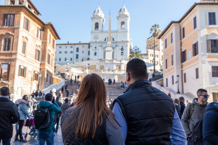 Couple looking at the beautiful Spanish Steps