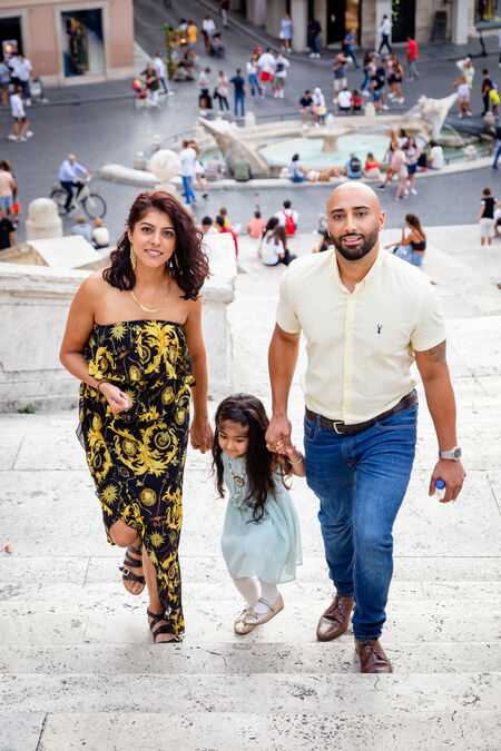 Family going up the Spanish Steps in Rome