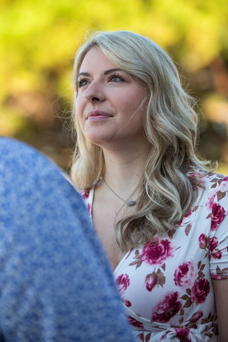 Close-up of a beutiful woman during a surprise proposal photo session at the Pincio Gardens in Rome