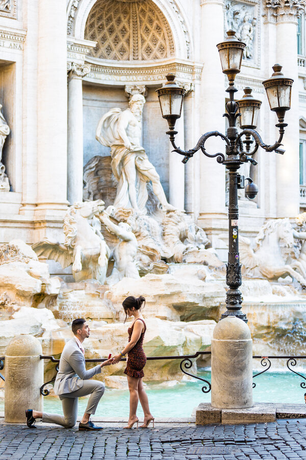 Marriage proposal at the Trevi Fountain in the Eternal City