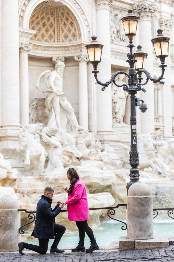 Wedding Proposal at the Trevi Fountain in the Eternal City