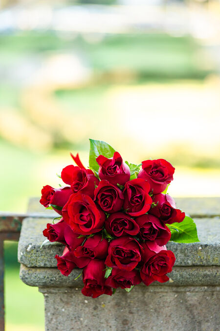 A beautiful engagement red-rose bouquet