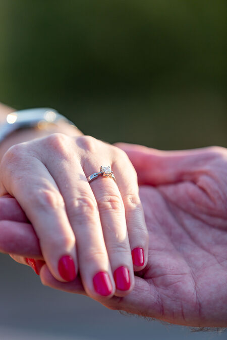 Close-up of the ring during a Rome Proposal Photo shoot at the Pincio Gardens