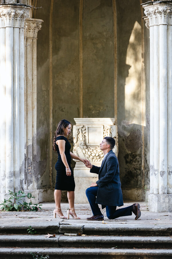 Surprise Wedding Proposal at the Gotic Temple in Rome