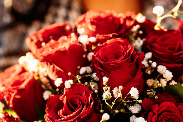 Close-up of a red-rose bouquet