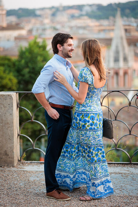 Romantic wedding surprise proposal on the Pincian Hill in Rome