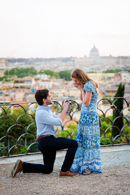 Surprise wedding proposal on the Pincian Hill in Rome