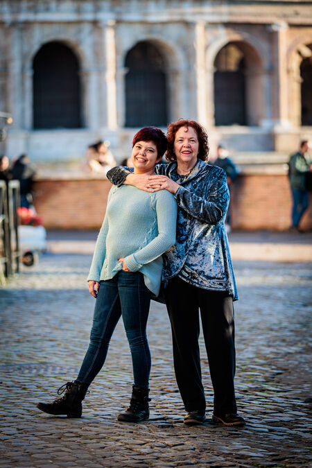 Mother and daughter during their family photoshoot at the Colosseum