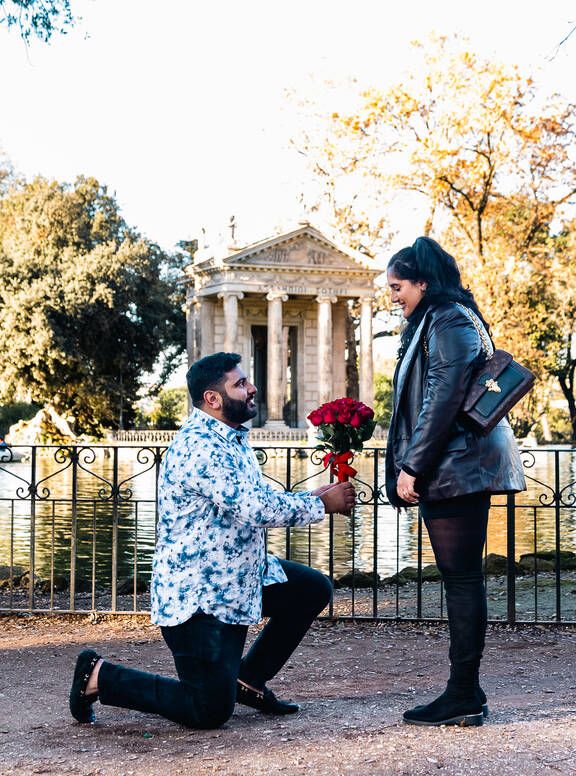 Surprise Proposal in Rome in Villa Borghese with Reanna and Taran