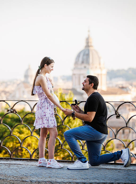 Surprise Wedding Proposal in Rome at the Terrazza Belvedere