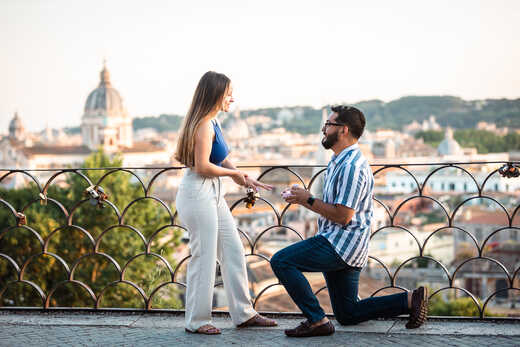 Sunset Surprise Proposal on the Terrazza Belvedere in Rome