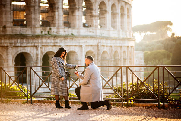 Surprise Proposal in Rome at the Colosseum at sunset with Sarah and Sean