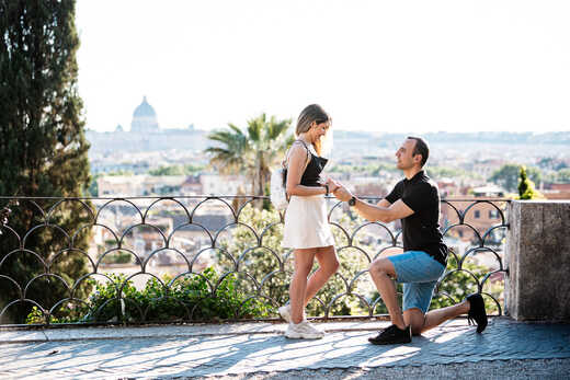 Surprise Proposal on the Terrazza Belvedere in Rome