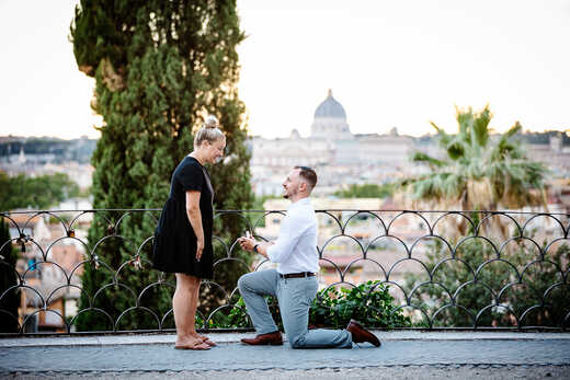 Romantic Surprise Proposal on the Terrazza Belvedere in Rome with Holly and Tim