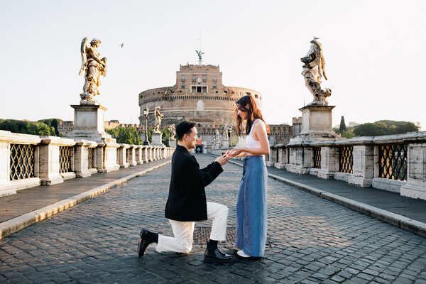Surprise Proposal on Castel Sant'Angelo Bridge with Valerie and Vincent