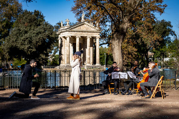 Surprise Proposal in Villa Borghese with Kenza and Alamine