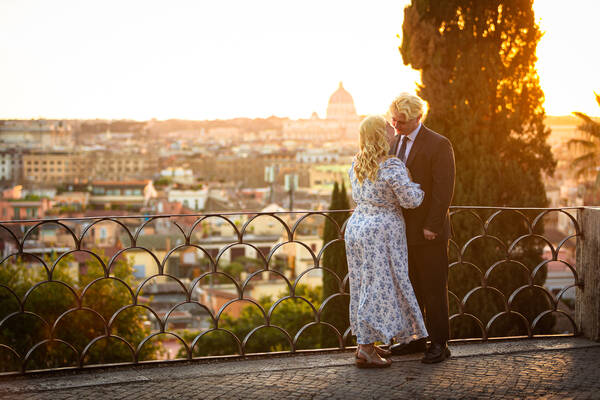 Surprise Proposal in Rome on the Terrazza Belvedere at sunset with Angel and Nate